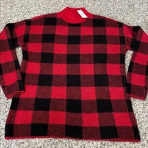 Women’s LOFT Red and Black Buffalo plaid Sweater size small